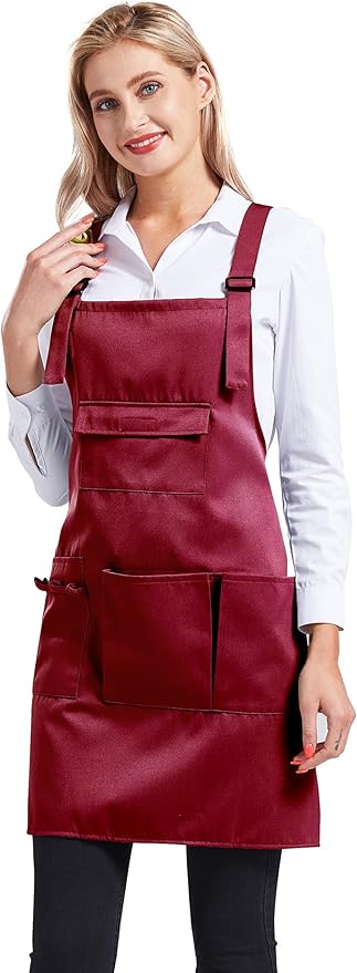Nanxson Adjustable Women Bib Apron Multi Function Professional Salon Stylist Work Apron with Tool Pockets CF3010