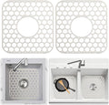 2 Pack Silicone Sink Protectors for Kitchen Sink - 12" x 11" Kitchen Sink Grid Accessory, Non-Slip Heat-Resistant Mat for Bottom of Porcelain Stainless Steel, Dishwasher Safe (White)