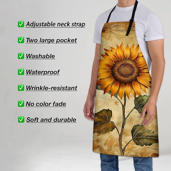 Rooster Apron for Women Men 28x33in, Kitchen Chef Aprons with 2 Pockets, Polyester, Chicken Apron