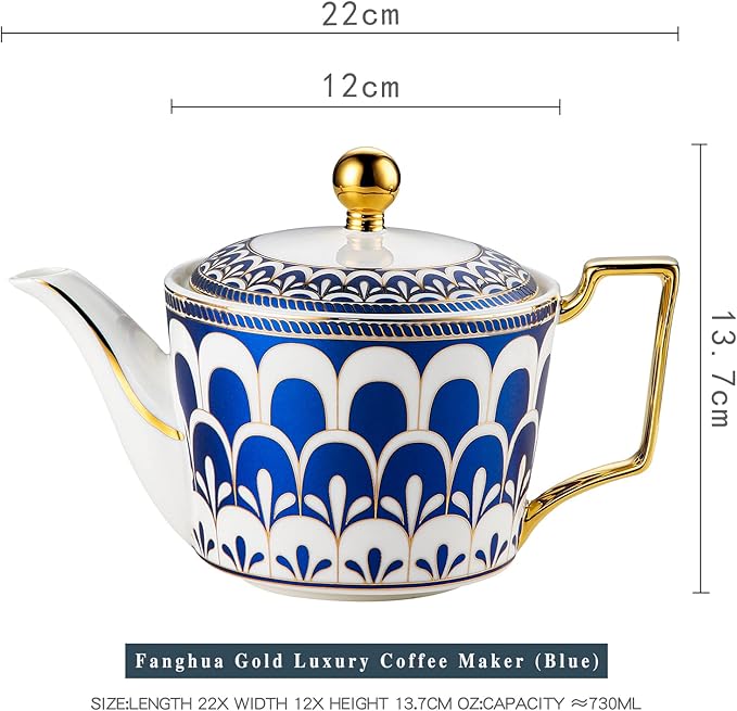 CWLWGO- Royal Teapot,European style Ceramic Tea Pot, Blooming & Loose Leaf Teapot - 24 Ounce,Not included Removable Stainless Steel Infuser.(blue)…