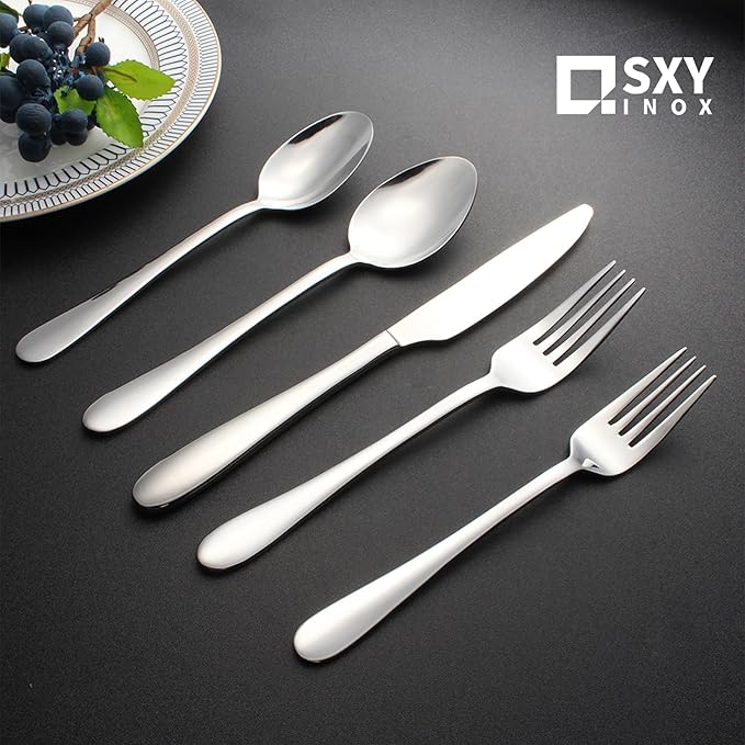 Silverware Set for 4,20 Pieces Forged Stainless Steel Flatware Set Cutlery Set,Heavy Duty and Modern Desgin,Fancy Tableware Cutlery Set for Home,Restaurant (Silver 20)