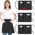 3 Pack Waist Apron with 3 Pockets, Unisex Black Waiter Aprons, Water Resistant Server Aprons for Restaurant Chef Bar