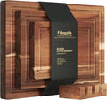 Acacia Wood Cutting Boards for Kitchen(Set of 3),Wooden Chopping Boards Set with Juice Groove,Serving Board with Holder,Butcher Block for Meat,Vegetables,Fruit