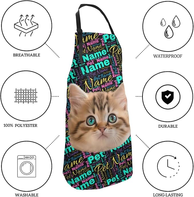 Custom Face Apron for Men Women, Personalized Photo Apron with Pockets, Customized Kitchen Aprons