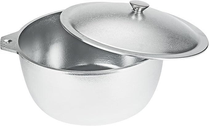 Traditional Cast Aluminum Pilaf Pot, Large Capacity, Coating-Free, Even Heat & Fast Cooking Dutch Oven with Lid for Searing, Stews & Rice (13L)