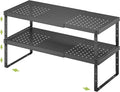 Expandable Cabinet Organizer Shelf With Adjustable Height, Stackable Kitchen Countertop Organizer Rack, Adjustable Shelf Riser For Kitchen Counter, Pantry, Cupboard, Desk, Tabletop