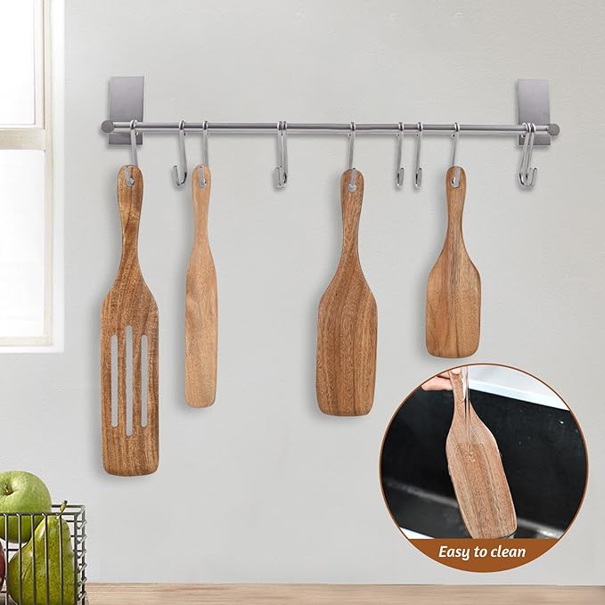 Wooden Utensil Set,Spurtle Set,Wooden Kitchen Utensils Set of 4,Wood Spoon for Sourdough Starter and Jar Cookware