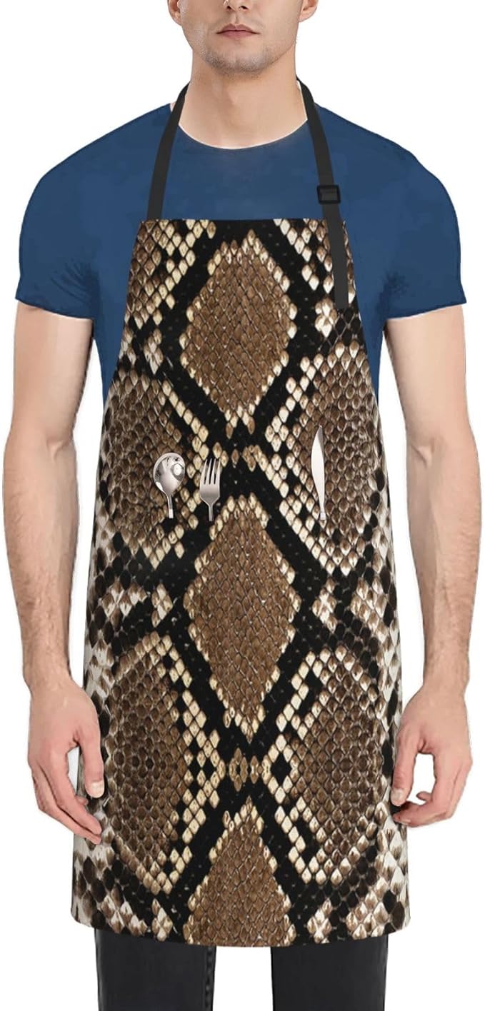 Snakeskin Aprons Cool Aprons with Pockets and Adjustable Mens Apron for Gardening Cooking Kitchen