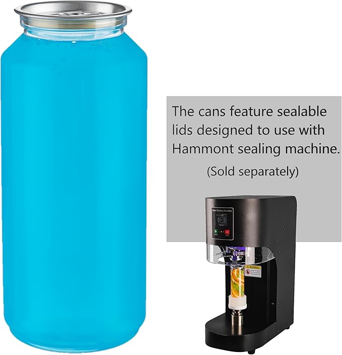 Hammont 100pk Plastic Juice Bottles with Caps – Sealable Smoothie, Boba, & Iced Coffee Cups – Reusable Clear Drink Containers – Compatible With Hammont Automatic Cup Sealers (21 oz (621ml))