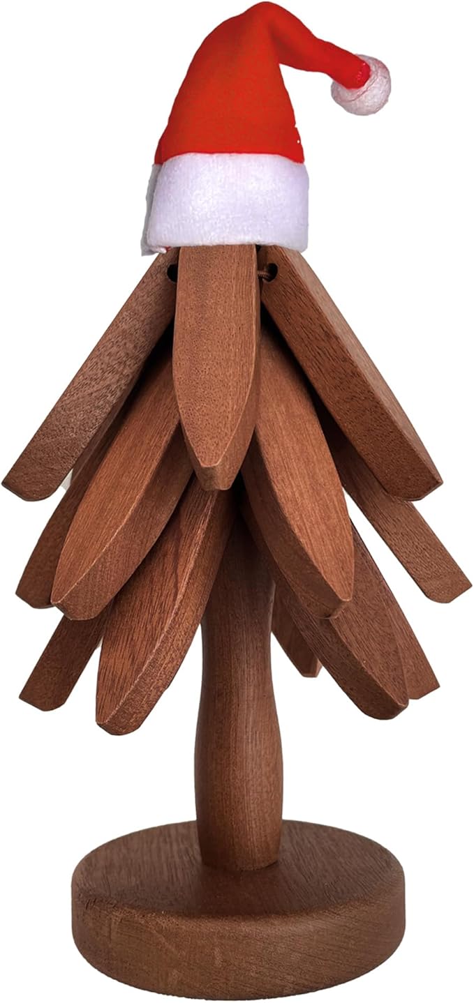 Wooden Trivets for Hot Dishes, Artisanal Wooden Coasters Trivet, Wooden Tree Trivet Set, Set of 3 Natural Tree Trivets+1 Stand