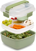 Goodful Stackable Lunch Box Container, Bento Style Food Storage with Removeable Compartments for Sandwich, Snacks, Toppings & Dressing, Leak-Proof and Made without BPA, 56-Ounce, Sage