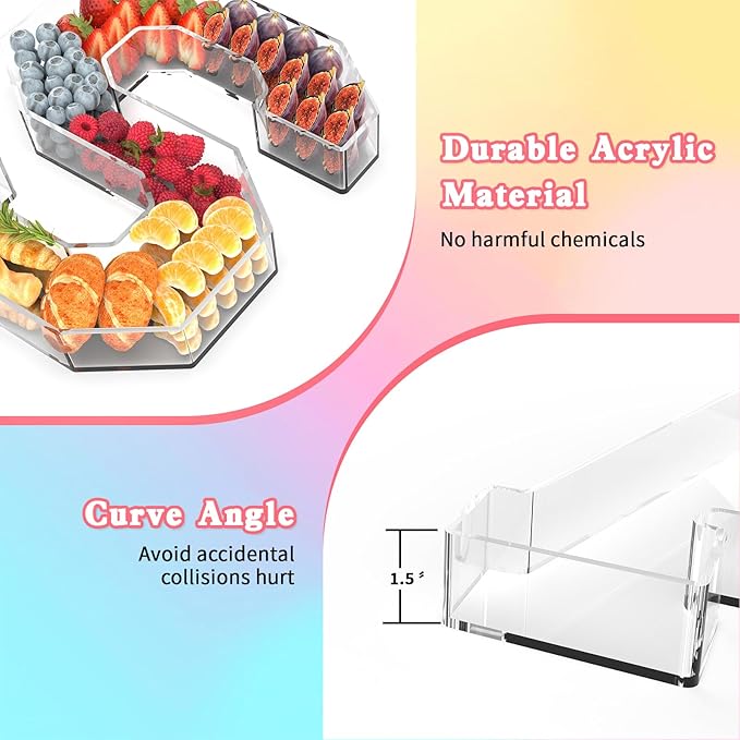 13.8" Acrylic Letter Charcuterie Tray, Charcuterie Letters Fillable Box for Food, Reusable Serving Cake Candy Dish Display Tray for Birthday Anniversary Party Decoration (Letter V)