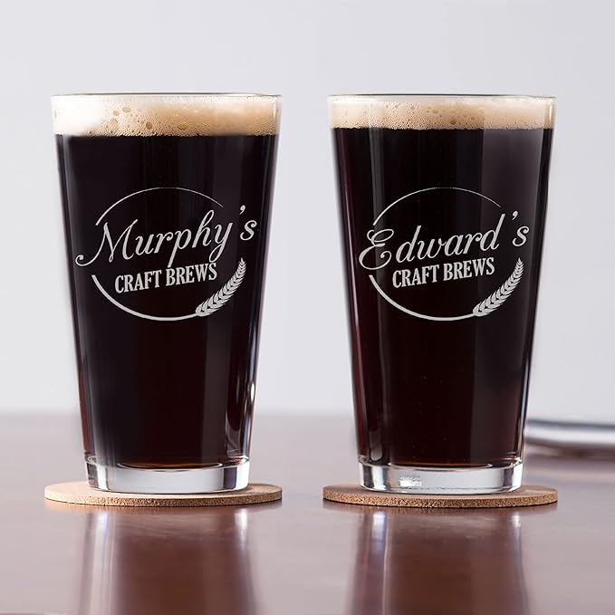 Lifetime Creations Personalized Craft Beer Pint Glass: Engraved Craft Brew Glassware, Personalized Home Brew Glass, Custom Beer Glass, Home Brewer Gift, Made in USA