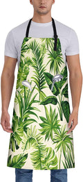 Green Apron for Women, 28x33in, Kitchen Chef Aprons with 2 Pockets, Polyester, Tropical Leaves Plant Apron for Cooking BBQ Baking Gardening Chef, Gifts for Mom Wife Dad