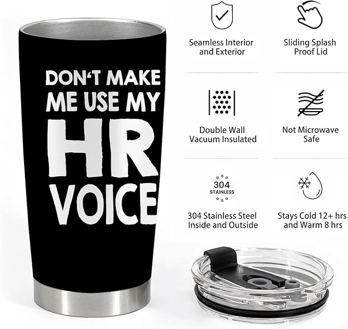 Human Resources Gifts, HR Gifts for Women, Human Resources Professional Day Gifts, HR Co Worker gifts, 20oz Stainless Steel Tumbler with Lid Straw, Black