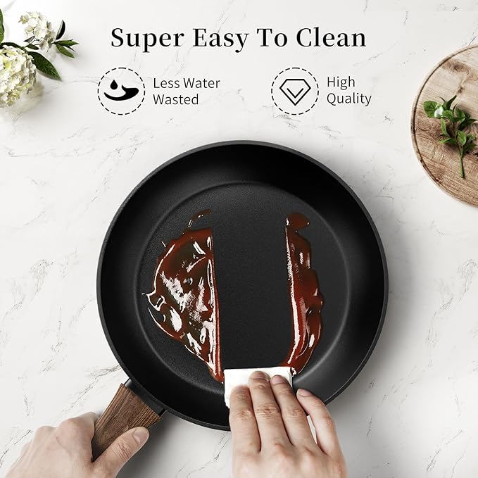 Innerwell Non Stick Frying Pan, Frying Pan Nonstick Egg Pan Non Toxic, Small Skillet Pans Omelette Pan, Induction Compatible, PFOA Free Healthy Pans(8 Inch, Black)