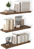12 Inch Deep Floating Shelves for Wall 3 Pack Floating Shelfs Large Storage Space Wall Decor Display Shelf for Bathroom Living Room Bedroom Kitchen 36" W x 12" D x 1.2" H Rustic Brown