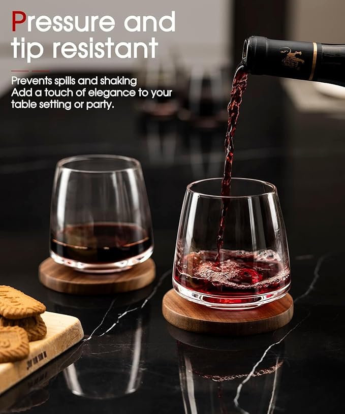 Stemless Wine Glasses Set of 6 13.5oz, Hand Blown Red White Wine Glasses Unique Gifts for Him Her for Birthday, Wedding, Christmas, Anniversary