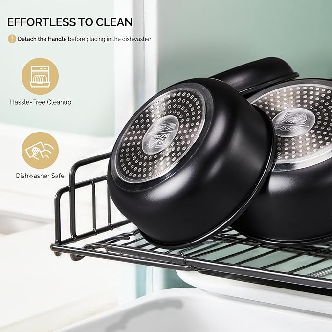 Bonnlo 23 PCS Non-Stick Cookware Set, Cast Aluminum Pots and Pans Set with Removable & Detachable Handles, Induction RV Kitchen Cook Set, Dishwasher Safe, PFAS PFOA & PFOS Free, for Home