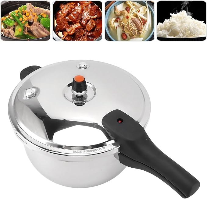 Yoidesu Stainless Steel Pressure Cooker with Safety Valve, 80KPA, Multifunctional Design for Efficient and Fast Cooking (6L)