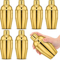Nitial 6 Pcs Bar Cocktail Shaker Professional Stainless Steel Martini Drink Mixer Built-in Strainer for Bartending No Leaks Shaker for Bar Party Drink Mixer (Gold,8 oz)