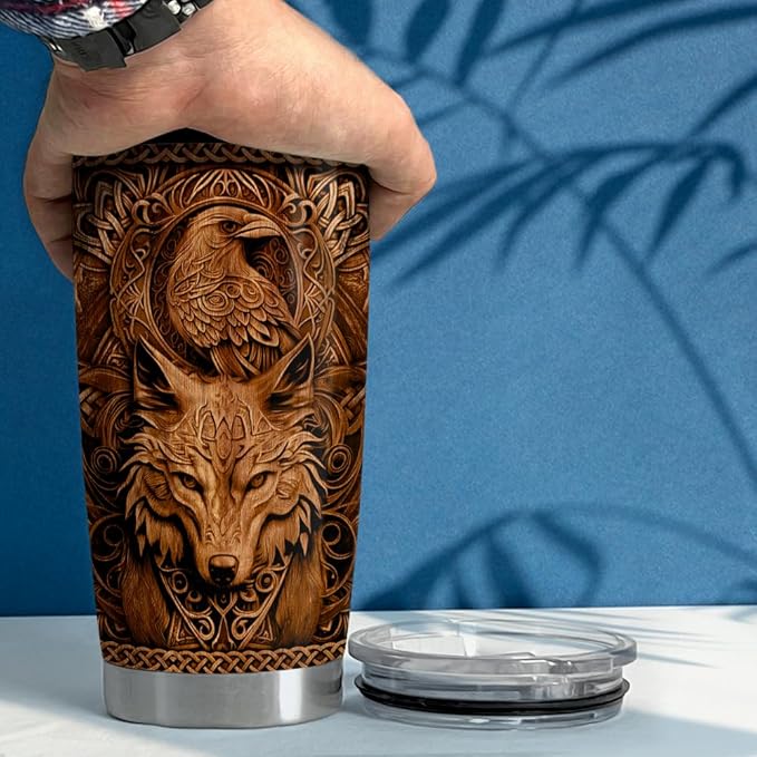 Viking Tumbler 20oz Viking Gifts for Men Vikings Cup Stainless Steel Insulated Tumblers Coffee Travel Drinking Mug Gift for Birthday Christmas