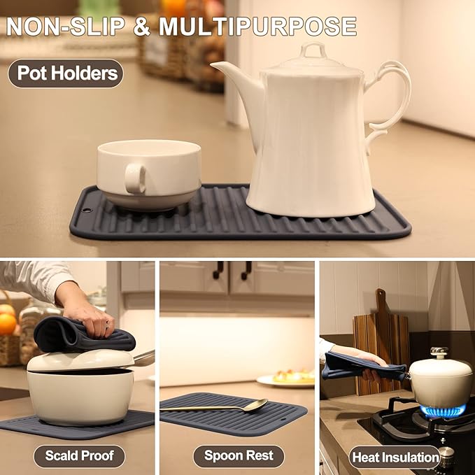 Joyhalo Silicone Trivet Mats Pot Holder Hot Pads Plate Holder Gripper Pad Garlic Peeler Drying Mat Coasters