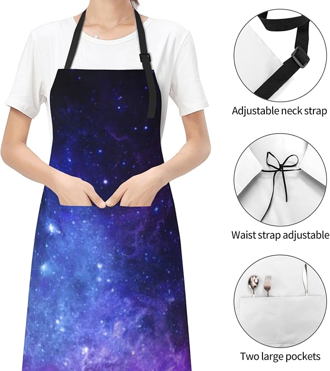 Apron Bib with 2 Pockets and Adjustable Neck Waterproof Kitchen Cooking Gardening Chef Aprons for Women Men