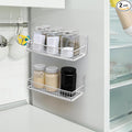 2 Pack Magnetic Basket for Fridge, Magnetic Spice Rack for Side of Refrigerator, Small Magnet Wire Bin Basket Fridge Shelf Organizer Kitchen Classroom Whiteboard Pantry Office Storage, White