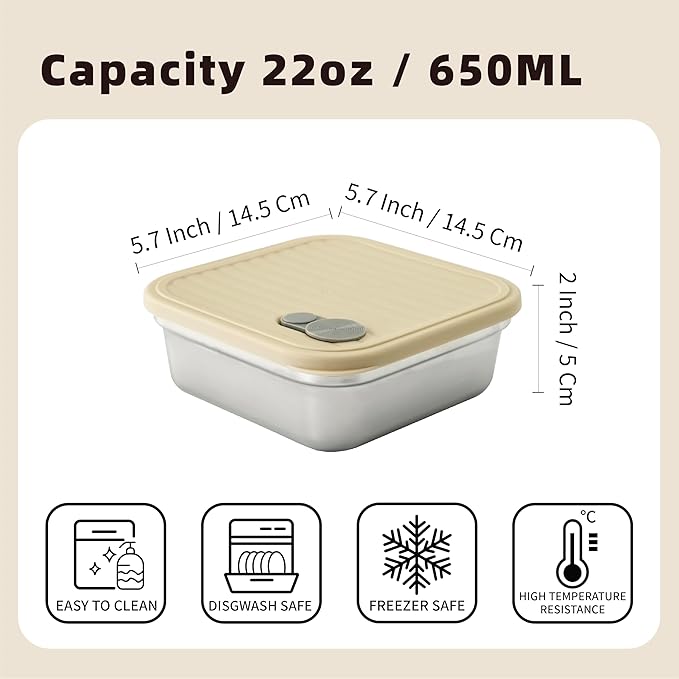 2 Pack Reusable Stainless Steel Sandwich Containers – Durable, Eco-Friendly, Leak-Proof Design, 22 oz (White & Green)