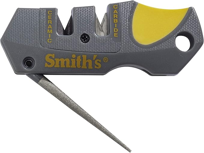 Smith’s Pocket Pal Tactical Knife Sharpener - 2 Stage Sharpener & Diamond Sharpening Rod - Pocket Clip - Outdoor Hunting Knife & Hook Sharpener - Compact & Lightweight
