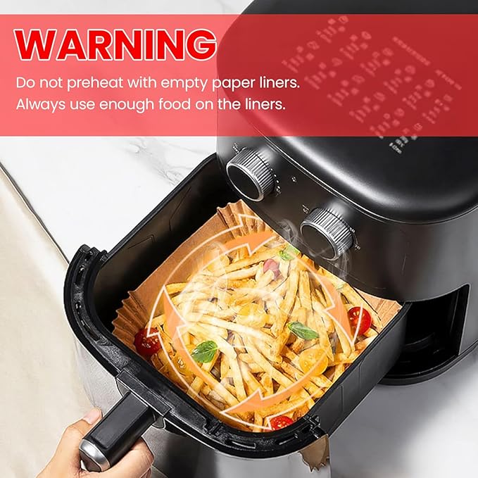 1000 Pcs Air Fryer Paper Liners Value Pack, 8" Square Air Fryer Liners Disposable, Heavy-Duty Parchment Paper for 5-8 qt Airfryer Basket Non-Stick & Grease-Proof Baking Liner for Oven Pan Bulk Supply