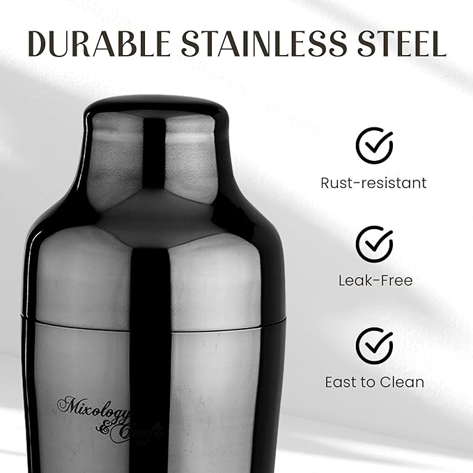 Mixology & Craft Cocktail Shaker Set: 10-Piece Bartender Kit with Stand | Complete at Home Bar Set with Bar Accessories | Great Housewarming Gift | Leak-Proof Design (Gun-Metal)