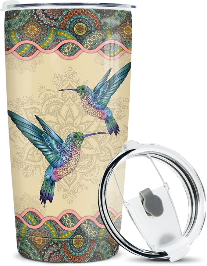 winorax Hummingbird Tumbler 20oz Stainless Steel Insulated Coffee Travel Mug Cup Tumblers with Lid Gift For Women Lady Girl Birthday Christmas Presents