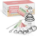 Nextop 14-Piece Stainless Steel Measuring Cups and Measuring Spoons Set with All Stackable Sizes and Leveler for Dry Ingredients, Complete Set for Kitchen & Baking Measuring Tools (Peach Set)