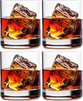 Whiskey Glasses, Set of 4, Made in Europe, 100% Lead-Free Crystal, Smooth Rim, Gift-Boxed, Dishwasher-Safe (Classic Double Old Fashioned)