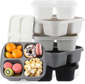 Honeydak 5 Pack Snack Containers 4 Compartment Bento Snack Boxes Reusable Lunchable Containers with Lids Divided Meal Prep Lunch Food Storage Box for School Work Travel(Black and White Ombre,Equal)