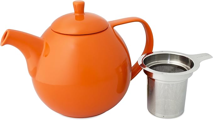 FORLIFE Curve Teapot with Infuser, 45-Ounce, Carrot