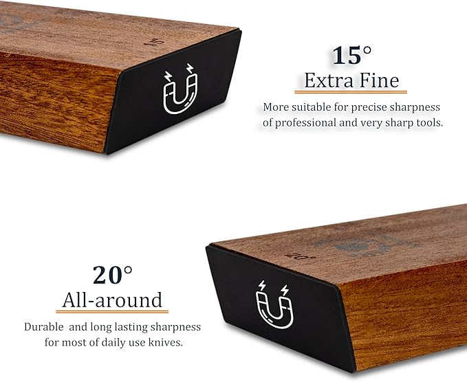 Rolling Knife Sharpener Kit – Knife Sharpening Tool with Magnetic Wooden Base with Diamond & Ceramic Discs | 15° & 20° Angle Kitchen Knife & Razor Sharpener tool Ideal Gift for Chef Home & Outdoor Use