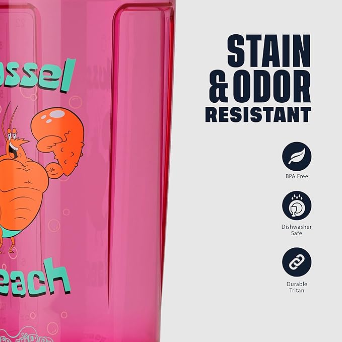 BlenderBottle Spongebob Shaker Bottle Pro Series Perfect for Protein Shakes and Pre Workout, 28-Ounce, Orange/Pink, Mussel Beach