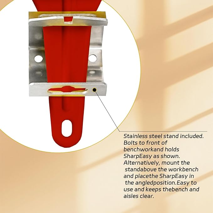 Stainless Steel Knife Sharpener Tool with Bracket, Maintenance Sharpening Tool for Kitchen Abattoirs Knives Helps Repair Sharpens, Hones, Polishes Blades (Red)