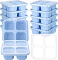 12 Pcs 4 Divided Compartments Snack Containers Bento Wheat Straw Snack Box with Lid Reusable Meal Prep Lunch Box Food Storage Containers for Adults Christmas Travel Work Gifts(Blue)
