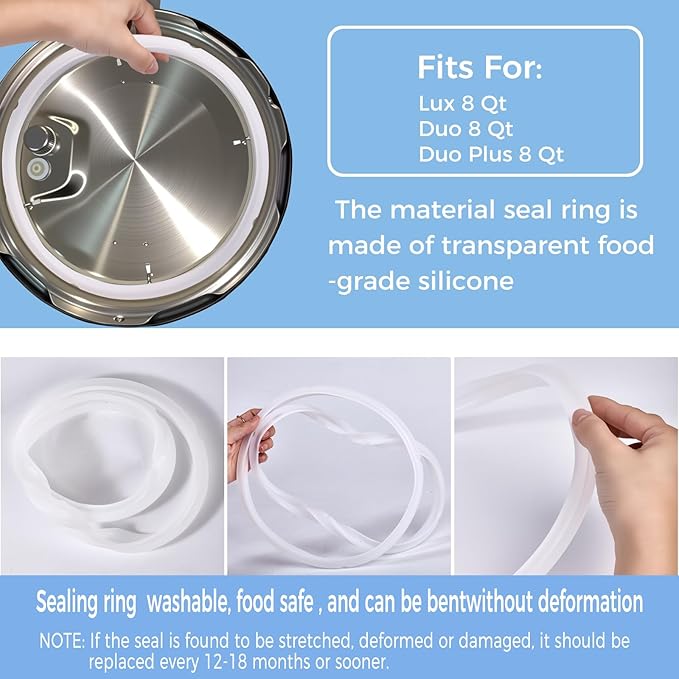 13 PCS sealing ring 8 qt,for Duo Plus 8 Quart Electric pressure cooker valve Replacement Parts with Include silicone gasket Steam Release Valve Float Valve Anti-Block Shield Condensation Collector