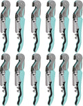 RECUTMS Wine Opener Pack 12 Pack Corkscrews for Wine Bottles Heavy Duty Stainless Steel with Foil Cutter Small Stainless Steel Gift for Home Wedding Party Bartenders Servers Waiter（cyan-blue）