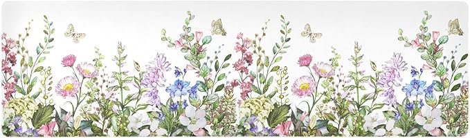Spring Trivet Table Runner 40 Inches Long Spring Wild Flowers Butterfly Heat Resistant Hot Pad Multi Purpose Mat for for Hot Pots Pans Kitchen Countertops