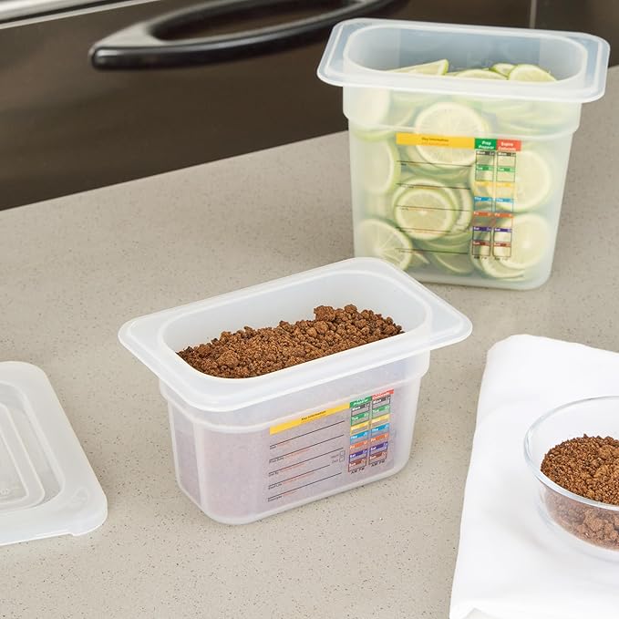 Restaurantware Food Pans Pack of 10 Plastic Rectangle Food Containers 1/9 Size with Traceability Label, Storage Containers Dishwashable Hot Cold Friendly for Restaurants Buffet Commercial Use