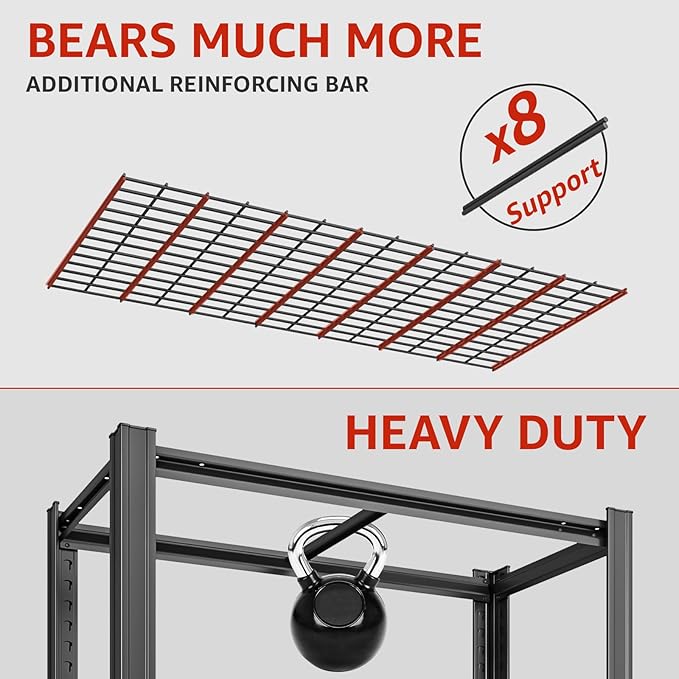 48" W Father&I Industrial Heavy-Dudy Garage Shelving Units/Systems: Metal 5-Tier Storage Shelves Adjustable for Basement/Closet/Tote/Kitchen/Pantry Organization, 84" H*48W *24" D, Black