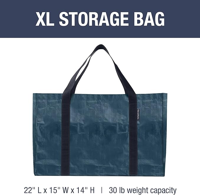 CleverMade Foldable Storage Container Bags, Pack of 2 Heavy Duty Plastic Reusable Oversized Packing, Under Bed or Duffel Storage Bins for Dorm Room Home Utility Laundry Grocery Shopping Travel
