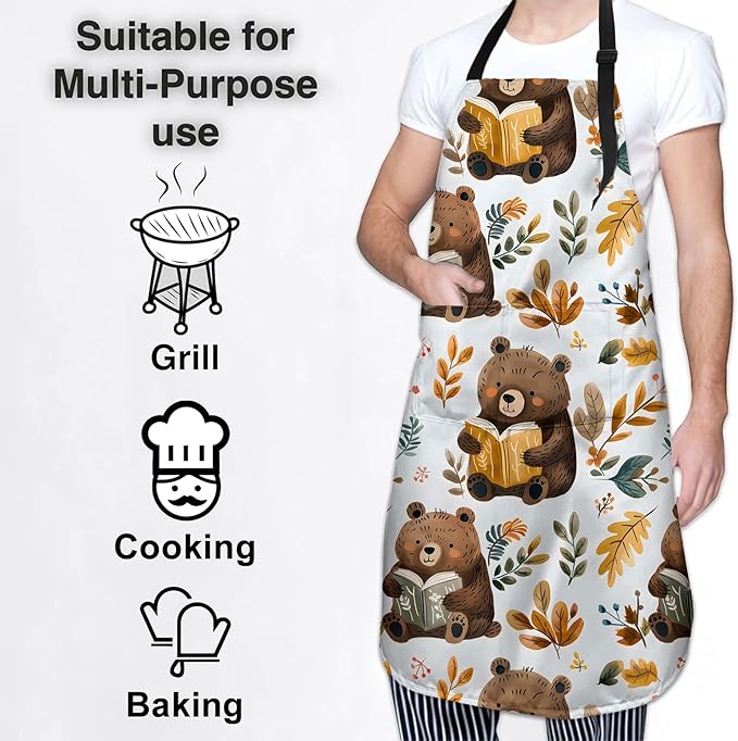 Cute Dolphin Apron for Women Men, Oxford Fabric Kitchen Cooking Chef Aprons