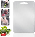 Stainless Steel Cutting Board, Double Sided Cutting Boards for Kitchen, SUS 316 Food-Grade Non Toxic Stainless Steel Chopping Board for Meat, Fruit and Vegetable (15.6 x 10.8 in)